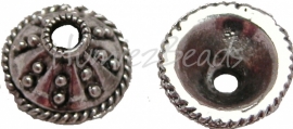 03188 Kralenkap punt dotted Antiek zilver (Nikkelvrij) 7mmx13mm 6 stuks