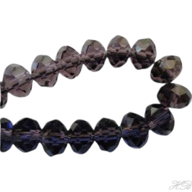 05455 Glaskraal streng (±17cm) rondel (±170pcs) Amythist 1x2mm; gat 0,5mm 1 streng