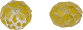 00619 Glasperlen Rondel handgeschilderd Transparent Gelb 14mmx18mm; loch 1mm  1 Stück