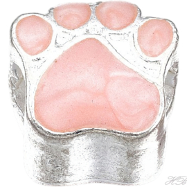 05584 Pandorastijl kraal Enamel hondenpoot Metaalkleurig/ Salmon 11x10x7,5mm; gat 4,5mm 1 stuks
