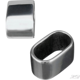 01058 Leerschuiver  Metaalkleurig Stainless steel  8x12,5x7mm; gat 5,5x10,5mm 1 stuks