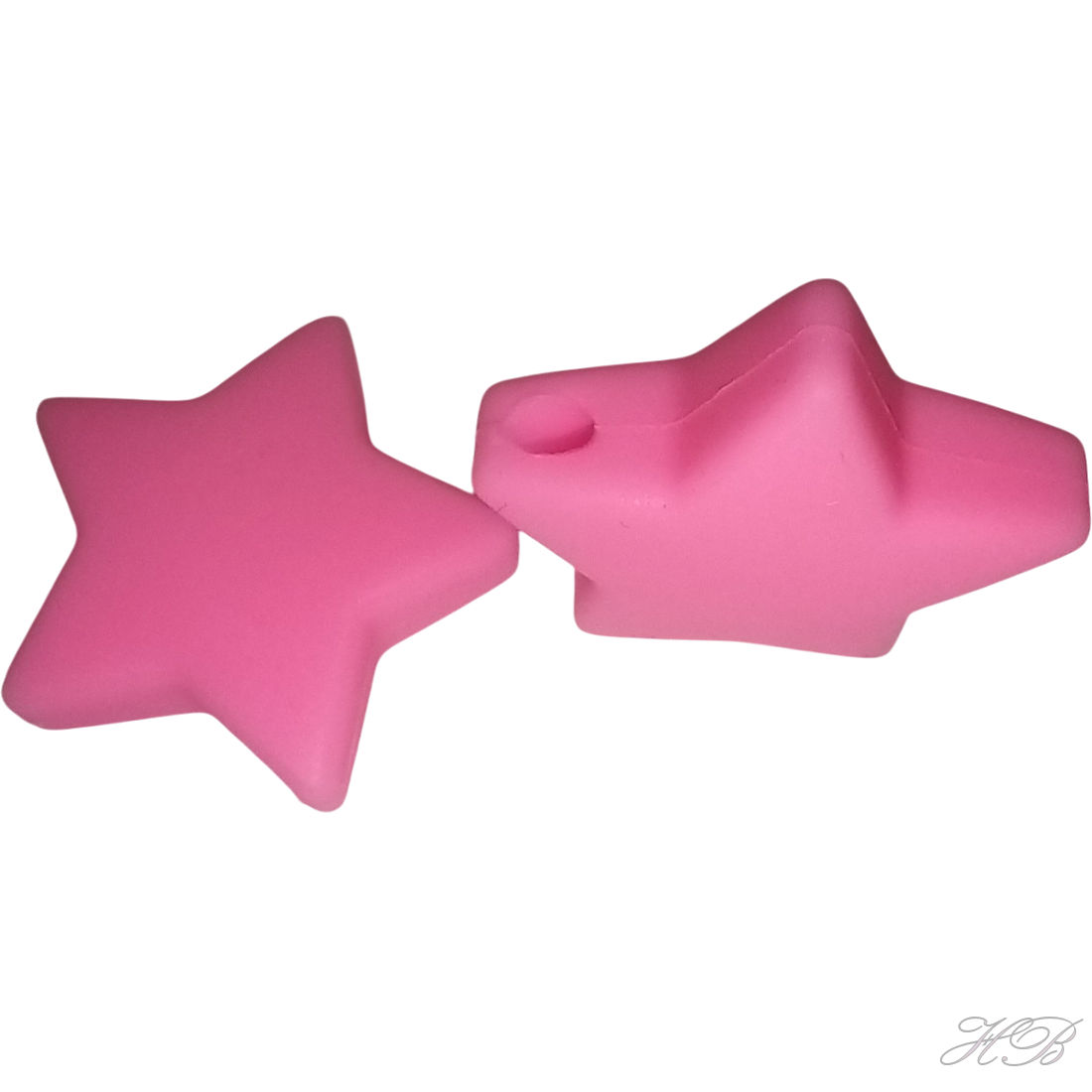 03587 Siliconenkraal Ster Roze 25x8mm; gat 2mm 3 stuks