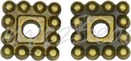 03755 Spacer daisy vierkant Antiek brons (Nikkelvrij) 7mmx7mmx2mm; gat 2mm 12 stuks
