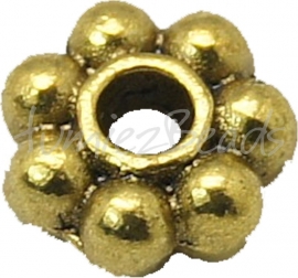 03705 Spacer daisy Antiek goud (Nikkelvrij) 4mm ±35 stuks