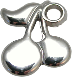 02049 Anhänger kirsche (metall-look) Silberfarbe 20mmx18mm 11 stück