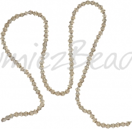 03991 Glaskraal imitatie swarovski Bicone streng ±40cm Silver Champagne 4mm  1 streng