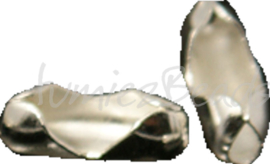 02151 Metaal klemmetje voor 1,5mm bolketting Zilverkleurig 5mmx2mm; 5 stuks