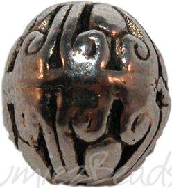00869 Metaalkraal bali ovaal Antiek zilver 3 stuks