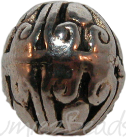 00869 Metallperle bali oval Antiksilber 3 stück