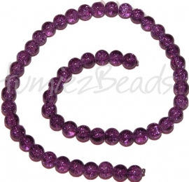 03246 Glasperle crackle strang ±40cm Violett 8mm 1 strang