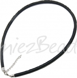 Silk-5002 Seidenkordel Halskette Schwarz ±45cm (ohne verlängerungskette) 1 stück