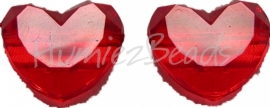 00864 Acryl kraal rond hart Rood 18mmx16mm; gat 1,5mm 7 stuks