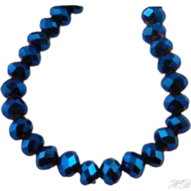 05450 Glaskraal streng (±17cm) rondel (±170pcs) Metallic blue 1x2mm; gat 0,5mm 1 streng