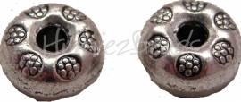 02103 Spacer Donut bloem Antiek zilver (Nikkelvrij) 4,5mmx9mm 9 stuks