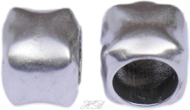 01028 Leerschuiver  Metaalkleurig DQ 12x14mm; gat 9mm 1 stuks