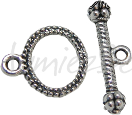 00346 Knebelverschluss knevel Antiksilber (Nickelfrei) 12mmx10mm 11 stück