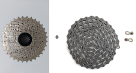 VMT 10 speed MTB cassette 11-36 + KMC 10V ketting grijs 118 schakels met kettingslotje compatibel COMBIDEAL PREMIUM QUALITY