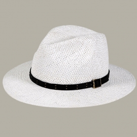 Fedora hoed 'Alexander' wit met zwart lint - maat 59/61