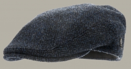 Pet 'Edward Harris Tweed Blue' - flat-cap - blauw wollen - maat 61/62 - CTH Ericson