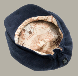 Pet 'Gordon Ramie Blue' - newsboy cap - blauw - maat 46 - CTH Mini