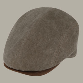 Pet 'Siebe' - canvas / leather- look flat-cap - taupe khaki bruin - maat 56/58