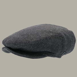Pet `Carl Wool Blend Grey` - flat-cap met oorflappen - grijs tweed - maat 48/50 - CTH Mini