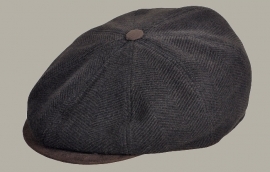 Pet 'Clément' - newsboy cap - bruin wollen visgraat - maat 55 