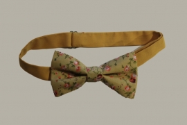 Bow-Tie 'Flower' Vintage Pastel  - vlinderstrik beige gebloemd - volwassen maat