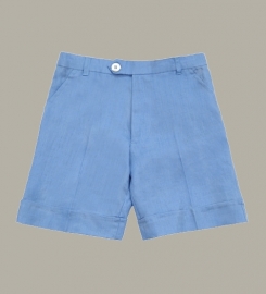 Little Linens 'Heritage Blue' linnen bermuda shorts (valt ruim) - maat 110/116 - LL49