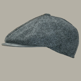 Pet 'Antoine' - newsboy cap - grijs wollen visgraat - maat 54/55