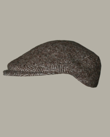 Pet 'Luuc' - flat cap - bruin/wit wollen visgraat -maat 55