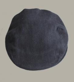 Pet  'Jonas' - donkerblauw linnen newborn baby flat-cap - maat 36-38/40-42 - ClassyBoy