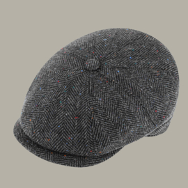 Pet 'Corneel' - newsboy cap - antracietgrijs wollen visgraat - maat 60