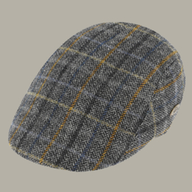 Pet 'Klaas' - flat-cap - antracietgrijs wollen visgraat patroon - maat 60