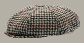 Pet 'Theodor Dogtooth Black-Wine' - newsboy cap met oorflappen - zwart rood pied-de-poule - maat 46/48/50/ 52 - CTH Mini