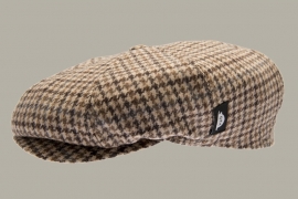 Pet 'Theodor Eleganta Beige' - newsboy cap met oorflappen - beige geruit - maat 46/50/52/54 - CTH Mini