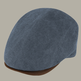 Pet 'Rinse' - canvas / leather- look flat-cap - jeans blauw - maat 62