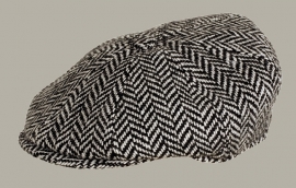 Pet 'Christopher' - newsboy cap - zwart wollen visgraat - maat 55/57 