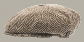 Pet 'Theodor Eco Wool Brown' - newsboy cap met oorflappen - bruin visgraat - maat 50 - CTH Mini