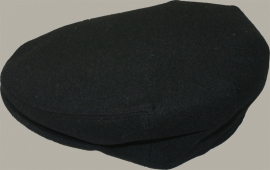 Pet 'Foppe' - flat-cap - uni zwart wollen flat-cap - maat 58 - FI