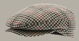 Pet 'Fraser Dogtooth Black-Wine' - zwart/rood pied-de-poule flat-cap - maat 58/62 - CTH Ericson