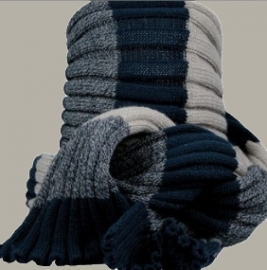 Sjaal `Wout` - blauw/beige - maat kind&volwassen - BN