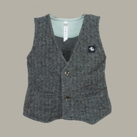 Ducky Beau gilet 'Antra' - antraciet tweed visgraat - maat 50 - DB02