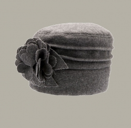 Dophoedje 'Becca Solida Grey' - grijs tweed hoedje voor meisjes - maat 48/52/56 CTH Mini