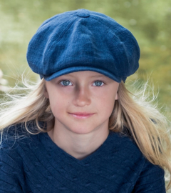 Pet 'Gordon Ramie Blue' - newsboy cap - blauw - maat 46 - CTH Mini