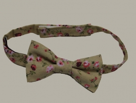 Bow-Tie 'Flower' Vintage Pastel  - vlinderstrik beige gebloemd - kindermaat