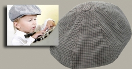 Pet 'Theodor Hahnentritt' - newsboy cap - zwart/beige pied-de-poule - maat 59 - CTH Ericson