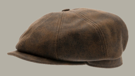 Pet 'Alan Faux Leather Brown' - bruin leren newsboy cap - maat 59 - CTH Ericson