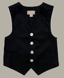 Little Linens zwart linnen gilet - maat 98/104 - LL22