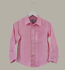 Little Linens  'Imperial Pink' - roze linnen overhemd - maat 122 - LL54